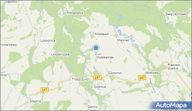 mapa Mołdawinek, Mołdawinek na mapie Targeo